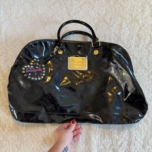 Betseyville Betsey Johnson patent vegan leather embossed travel bag